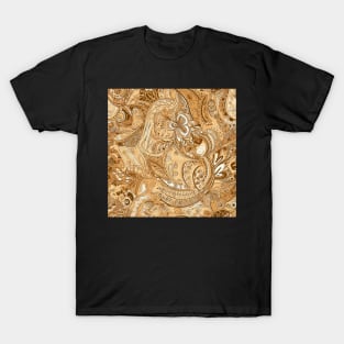 Warm Caramel, Tan and Brown Paisley Pattern T-Shirt